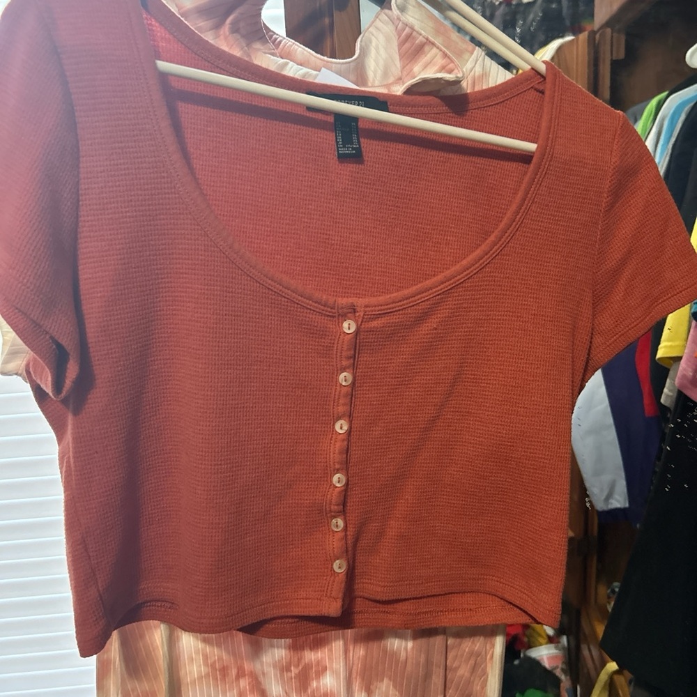 Women's Rust Button-Front Top